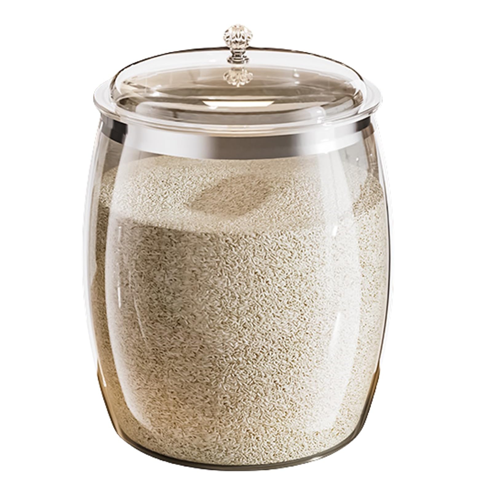 Tarro cereales transparente,recipiente for cereales,tarro arroz plástico hermético,espesado y duradero,grado alimenticio PET,gran capacidad 5 a 15 kg, adecuado for almacenar arroz, harina(24*23.7*32cm