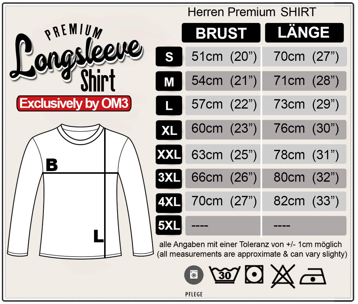 OM3® - Camiseta de manga larga para hombre, diseño de calavera, talla S - 4XL Blanco XXL