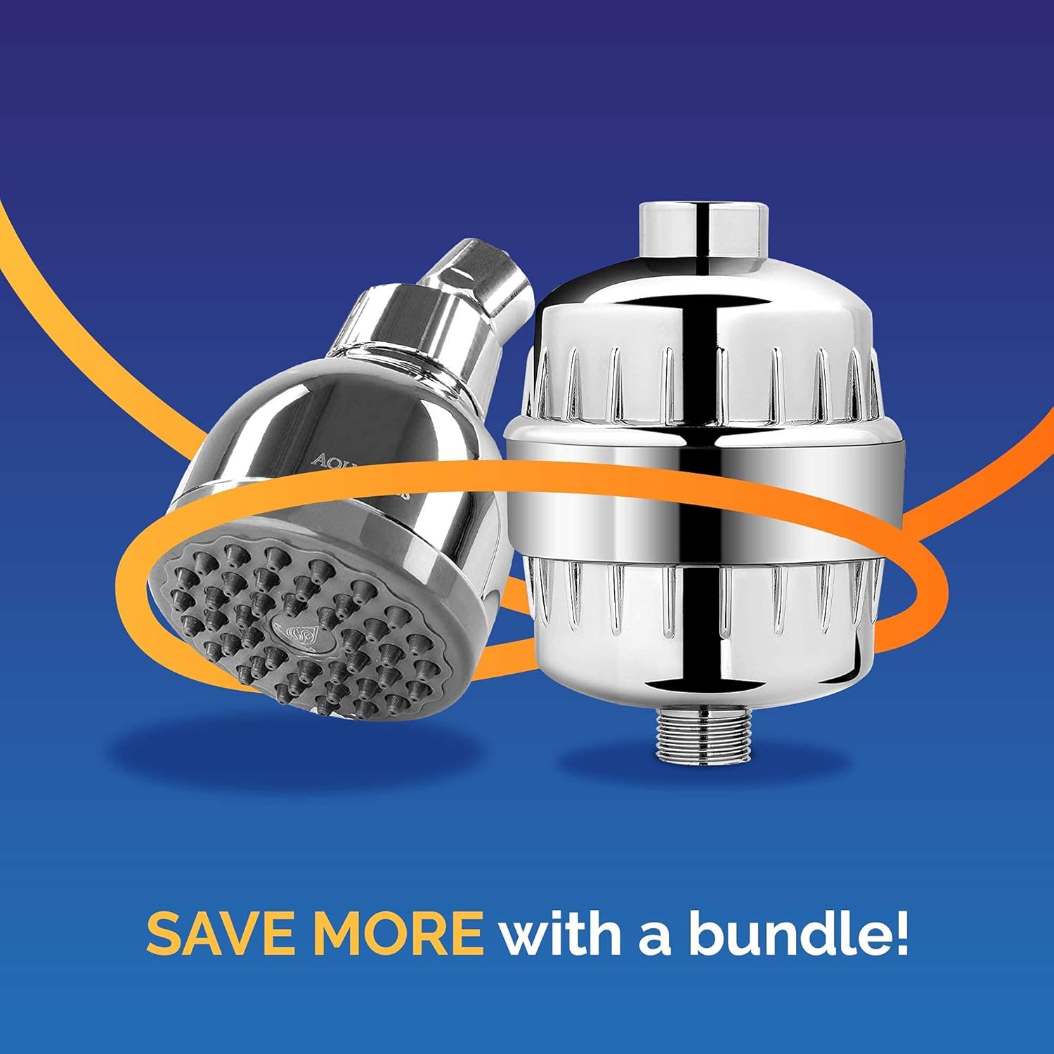 AquaBliss High Output Shower Filter with Replaceable Multi-Stage Filter Cartridge & TurboSpa Shower Head – Transform Itching, Eczema & Acne into Glowing Hair, Nails & Skin Fast - Chrome (Exclusive)