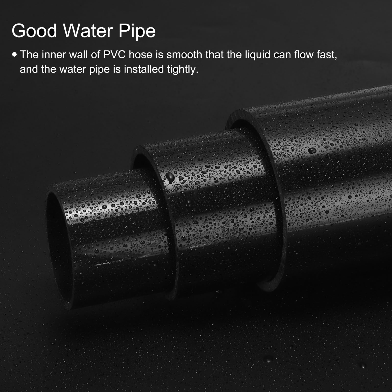 QUARKZMAN Tubo Rigido Rotondo in PVC da 2,5 Pollici 57mm ID 63mm OD 500mm Nero Ad Alto Impatto per Tubo dell'Acqua, Artigianato, Decorazione, Guaina per Cavi