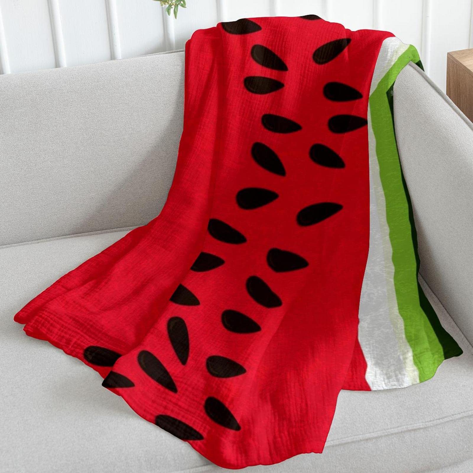 Coperta in pile per divano, divano o letto, con anguria tropicale (4)