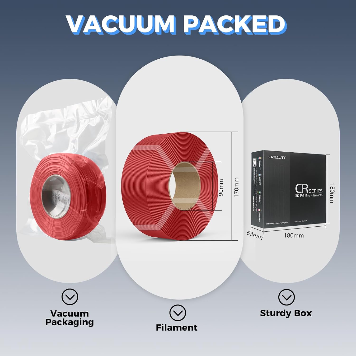 Creality PETG Filament Refill 3D Printer Filament, 4kg 1.75 mm(8.8lb) Refilament for Bambu Lab Reusable Spool, Dimensional Accuracy ±0.03mm,PETG Black White Red Blue