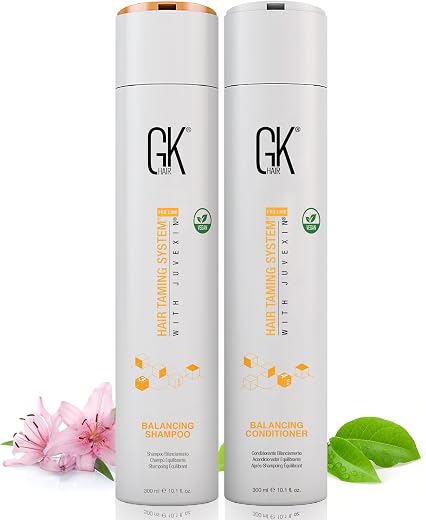 GK Hair Global Keratin Balancing Shampoo And Conditioner 300ml For Oily Hair For Women Hair Restores Scalp pH Level - Sulf...