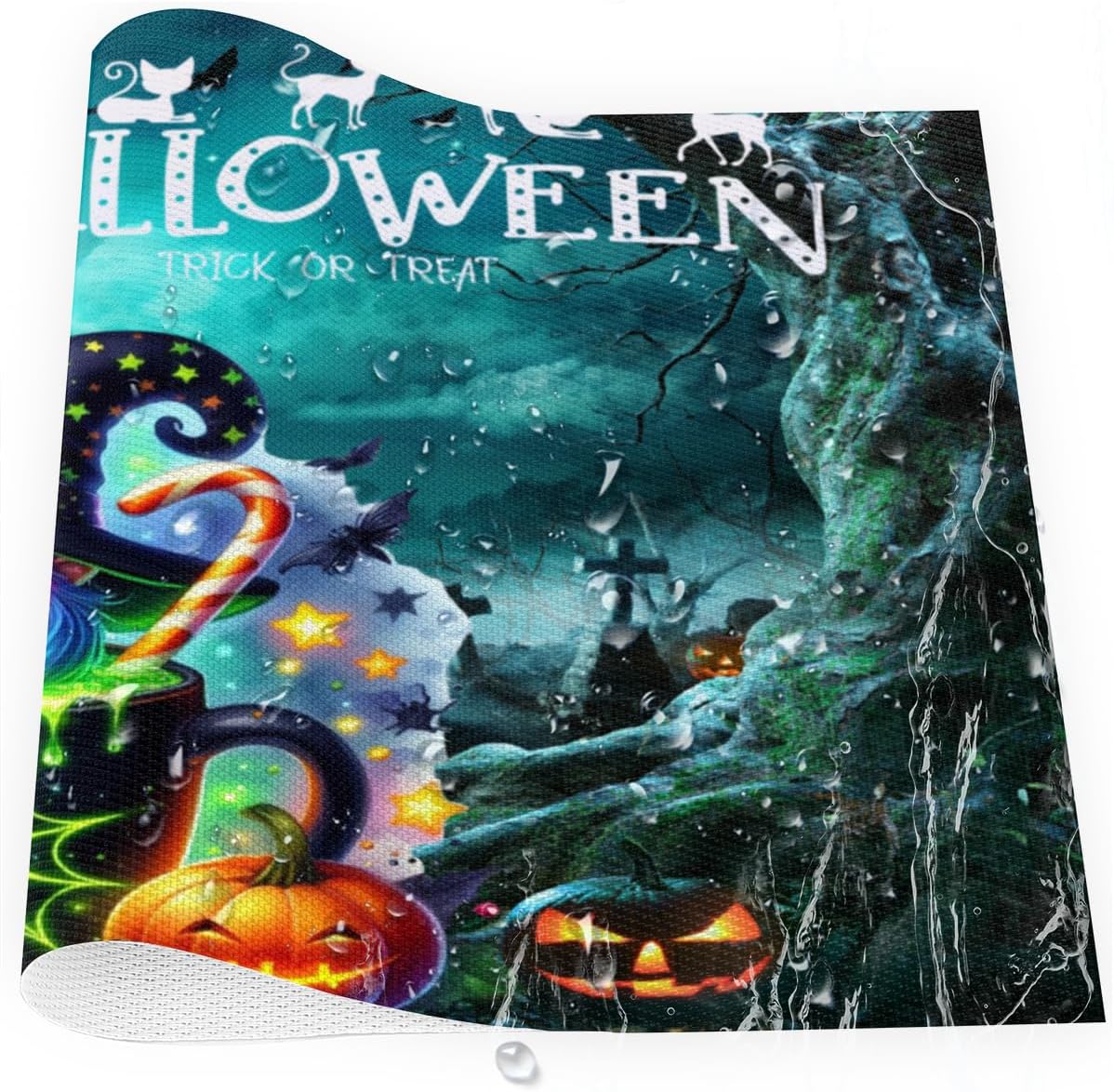 Halloween Pumpkin Candy Gnome Placemats Set of 4 PVC Vinyl Non Slip Table Mats Heat Resistant Place Mats Washable Wipeable Dining Table Mat for Kitchen Decor Party Indoor Outdoor Decorative Gift