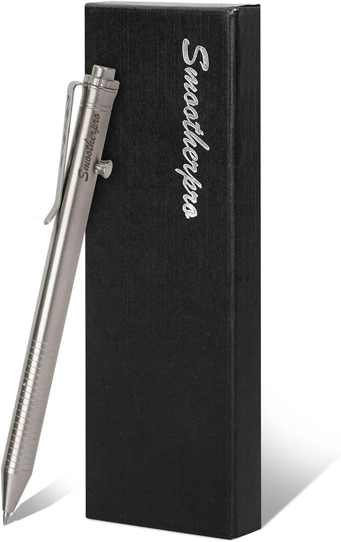 SMOOTHERPRO Titanium Ballpoint Pen, Bolt Action GT02 Compatible With Parker Leads For Office, School, Business, Signed Gift, Natural Color - View #4