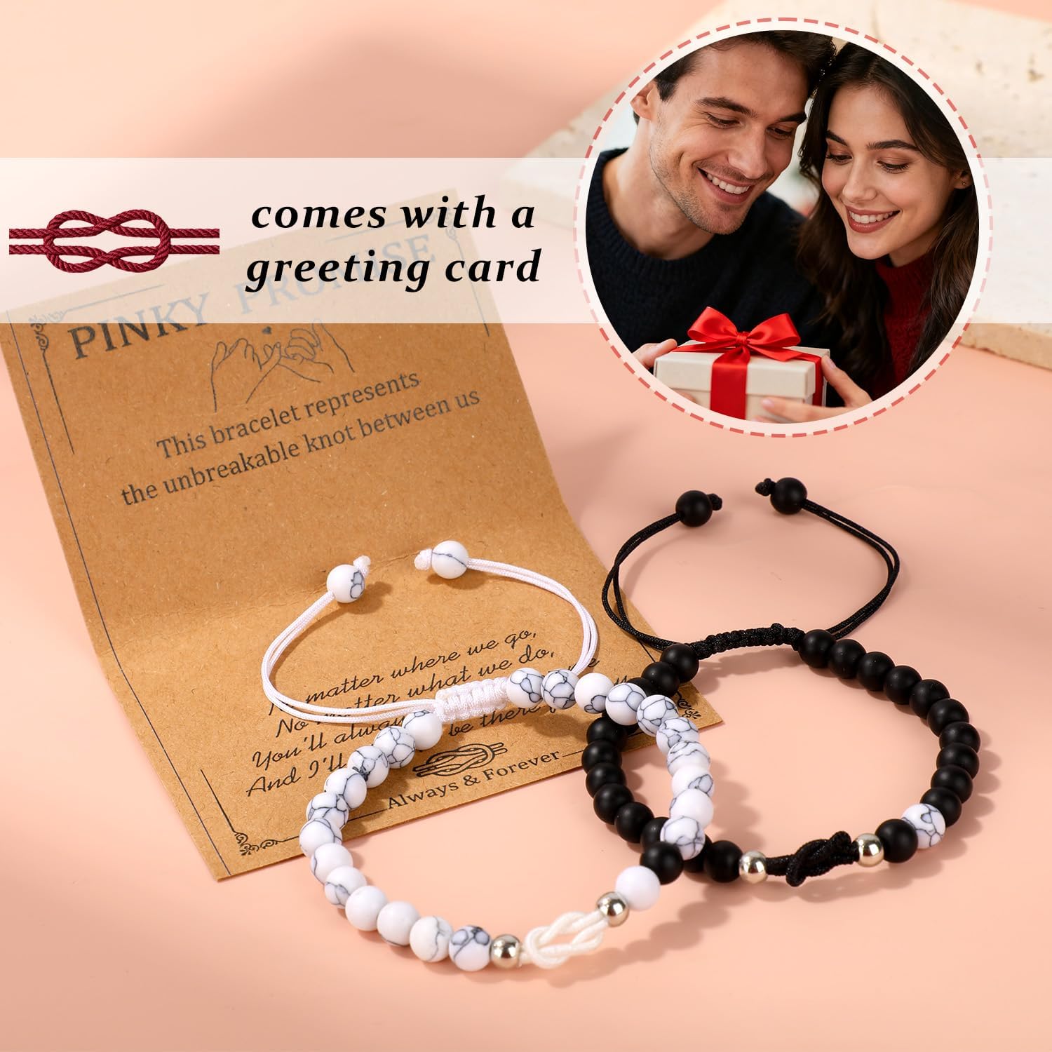 2pcs Pinky Promise Knot Bracelet, Couples Bracelet Anniversary Valentines Jewelry Forever Matching Love Knot Relationship Gifts for Boyfriend - Image 5