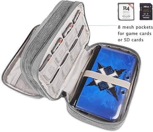Miniatura 5 de BUBM Estuche de almacenamiento de doble compartimento compatible con 3DS3DS XLNew 2DS XL y accesorios, bolsa de transporte protectora, estuche