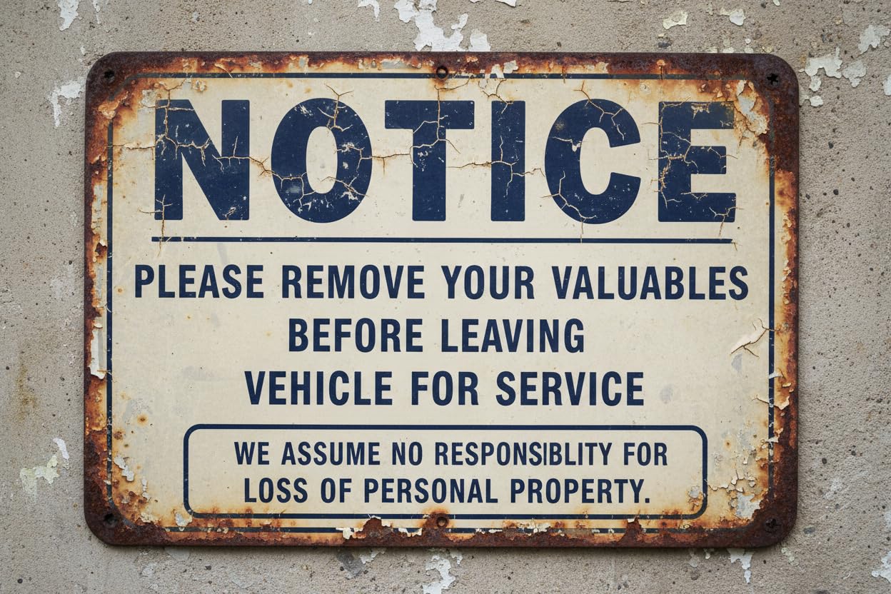 Remove Valuables Before Leaving Vehicle Tin Sign, 8x12 Inch