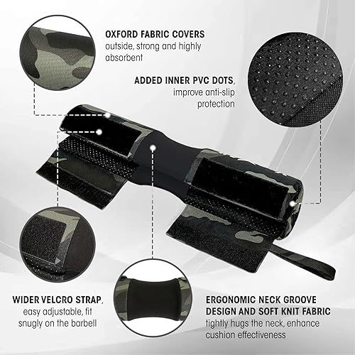 Vista 10 de Yes4All Ergonomic Foam Bar Pad, Olympic Barbell Squat & Neck Pad for Squats, Hip Thrusts & Weight Lifting Bar Nuevo Negro,Negro,Azul,New