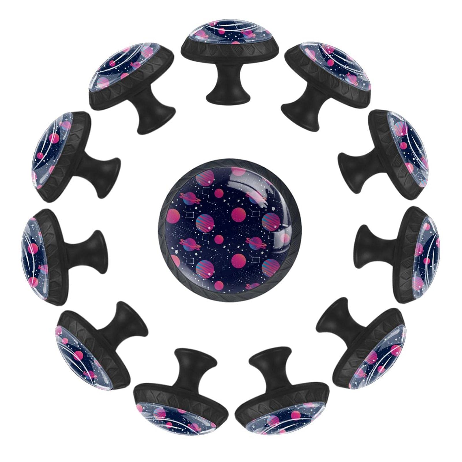 Boutons de tiroir planète bleu marine pour décorer une chambre d'enfant lot de 12