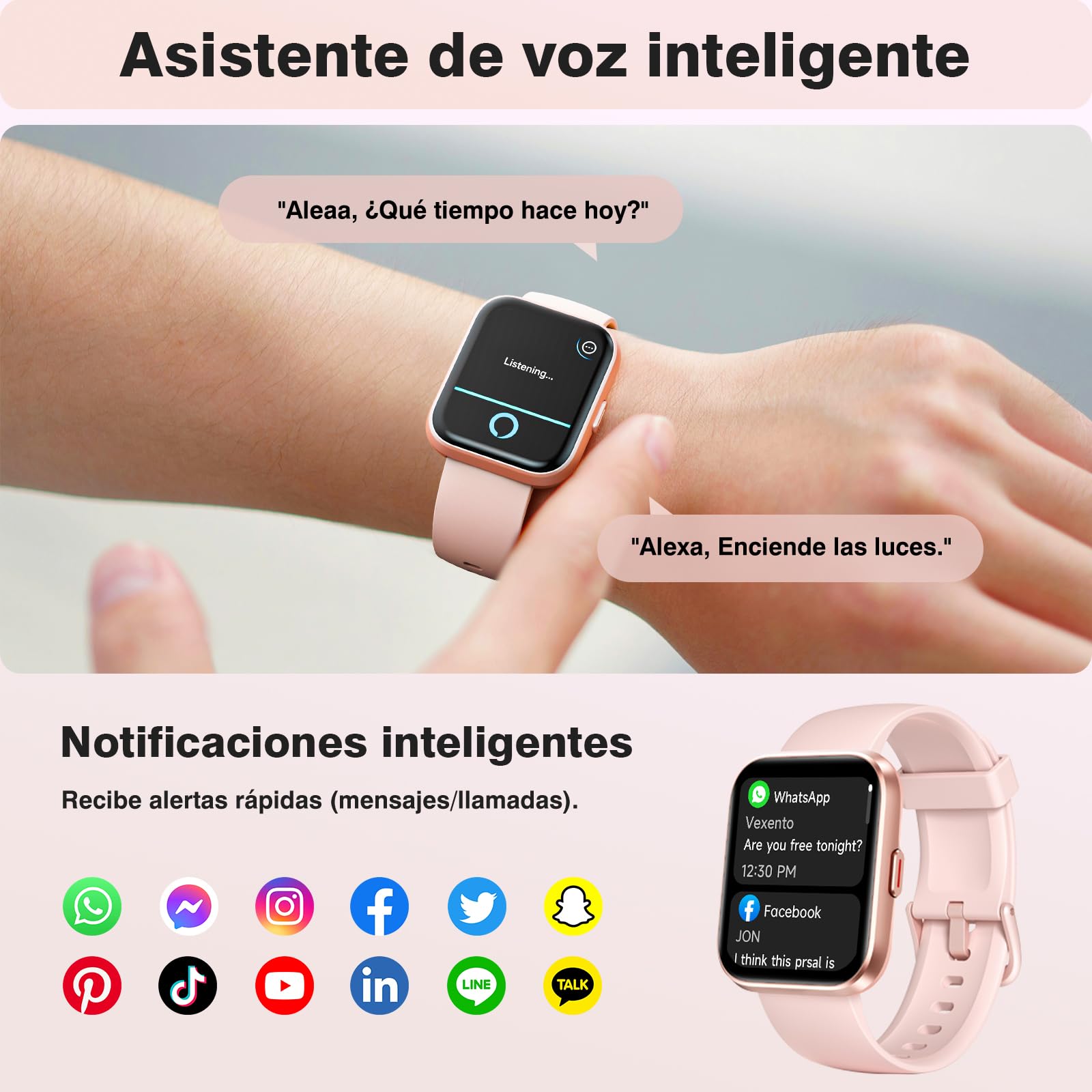 Montre Connectée Femme Smartwatch 1.8" Appel Bluetooth Alexa IP68 Podomètre Calories