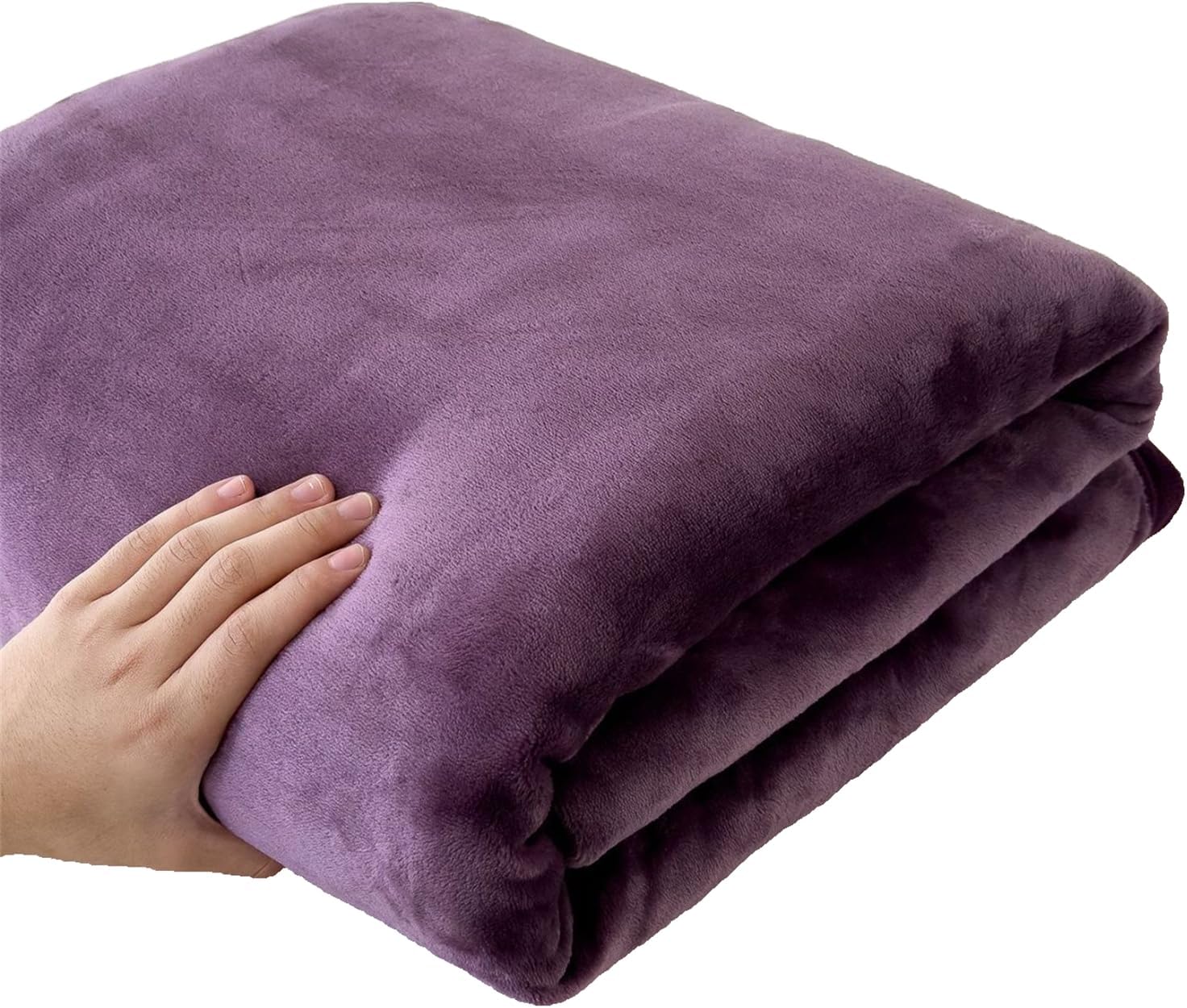 Flannel Sheets Queen Size, Soft Fluffy Fleece Plush Velvet Bed Sheets, Cozy Warm Throw Blanket for Fall Winter (Purple,90x98in)