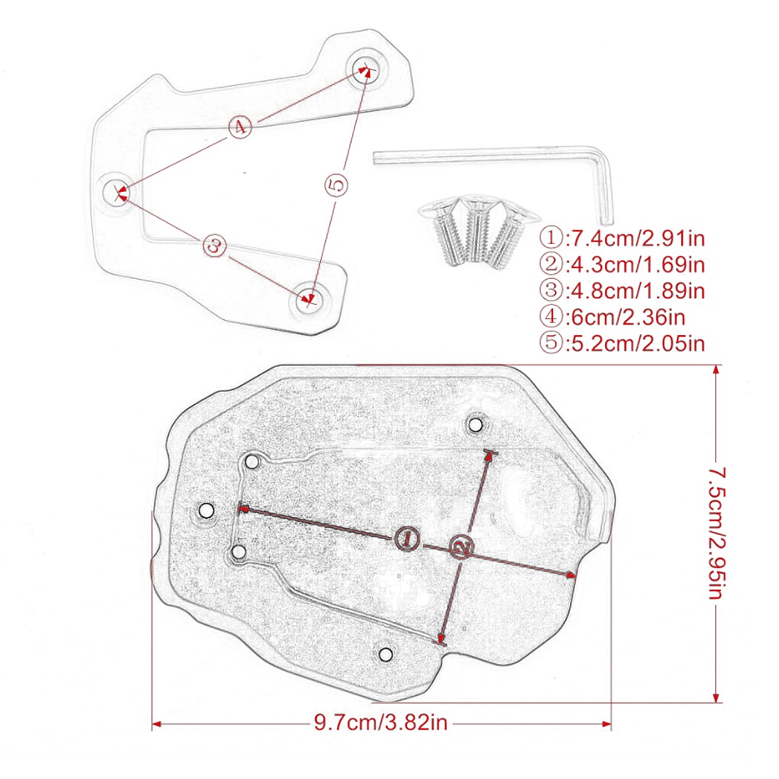 PIASTRA DI ESTENSIONE Cavalletto Laterale In Metallo Rosso Peugeot Ludix 50 EUR 15,90 - IT