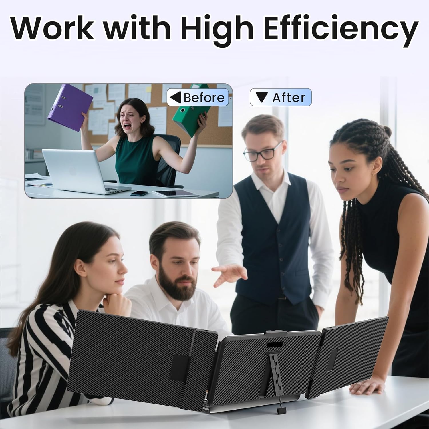 Laptop Screen Extender Monitor - 14" Triple IPS FHD 1080P HDMI/USB-A/Type-C Extended Monitor for Laptops (Maximum Length: 15.74") Compatible with Windows Mac Travel Work - Image 7