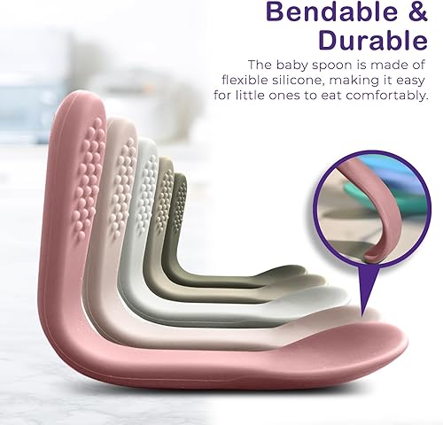 Miniatura 2 de Baby Spoons - Cuchara de silicona para bebé de primera etapa, utensilios de alimentación para bebés, cucharas para bebés de primera etapa, suave y
