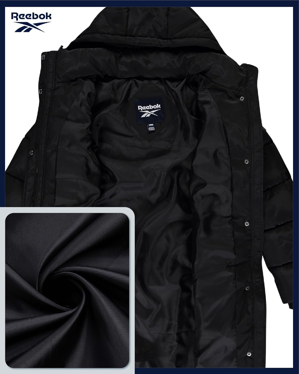 Reebok Womens Maxi Puffer Jacket - Long Length Parka - Heavyweight Wind & Water Resistant Insulated Winter Jackets for Women - Image 6