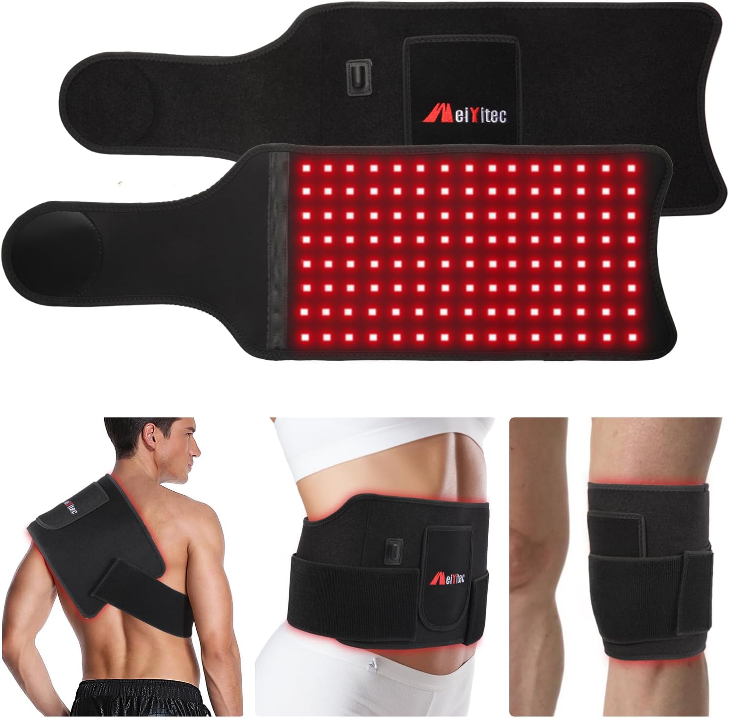 Red Light Therapy Belt for Body-660nm & 850nm Infrared Light Therapy Wrap, 3-in-1 Chip 120 LEDs Bead Adjustable Pad for Body, Home Use with Controller