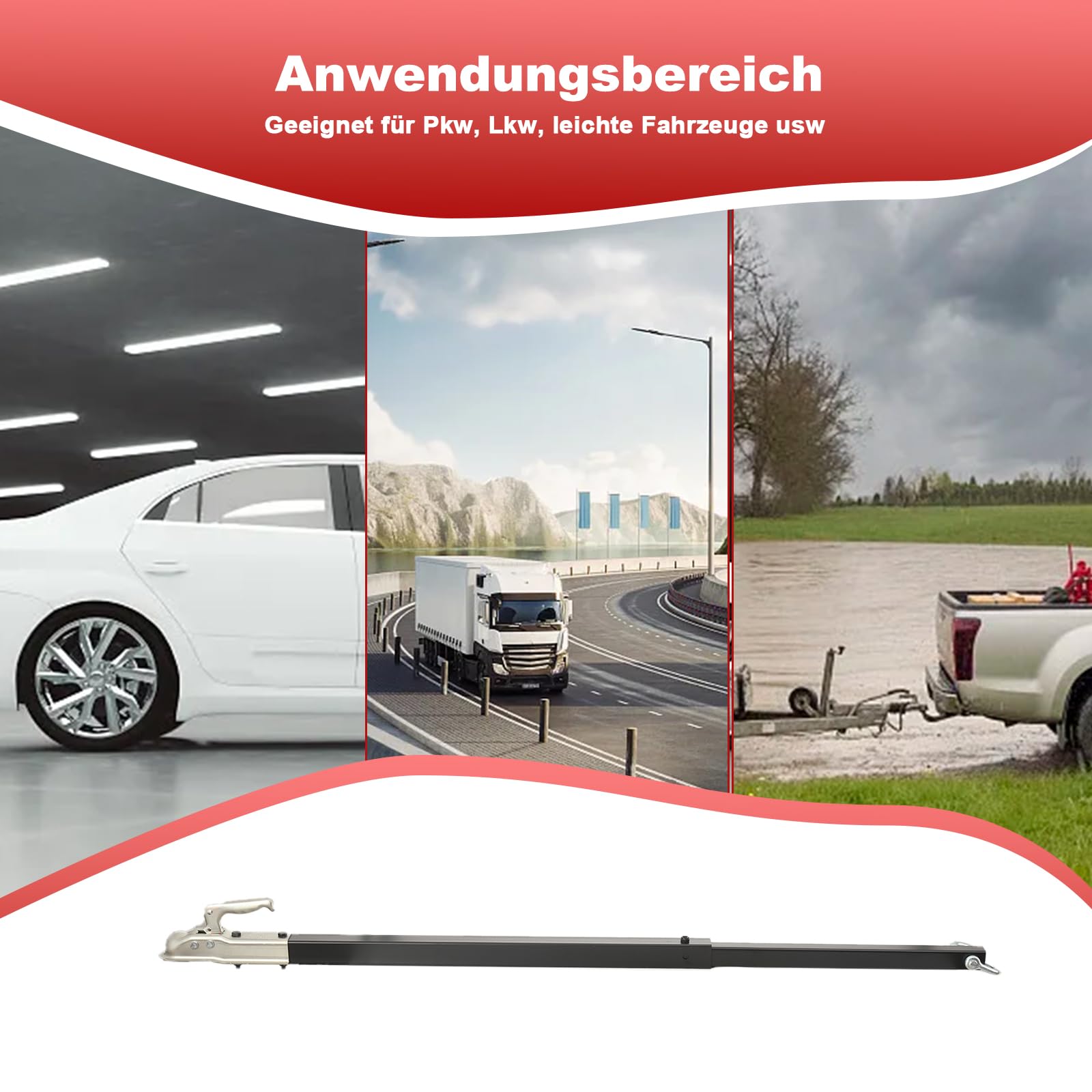 Abschleppstange mit kugelkopf, 3.5T Zugkraft Gewicht, 50mm Anhängerkupplung