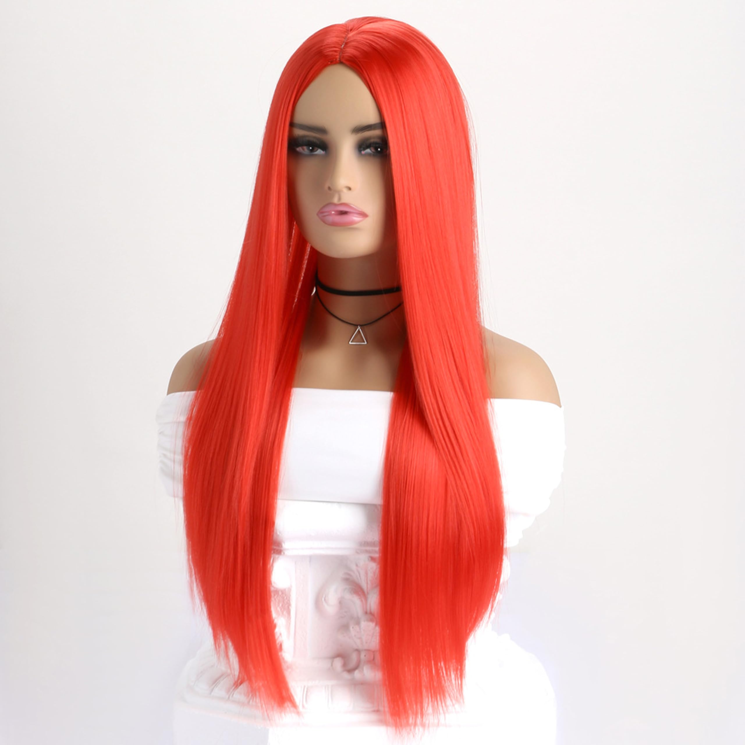 LIKPOJA Women's Long Red Halloween Wig for Cosplay Christmas Costumes, Fancy Dress Accessories - Party Wigs for Ladies (Red A) - Image 4