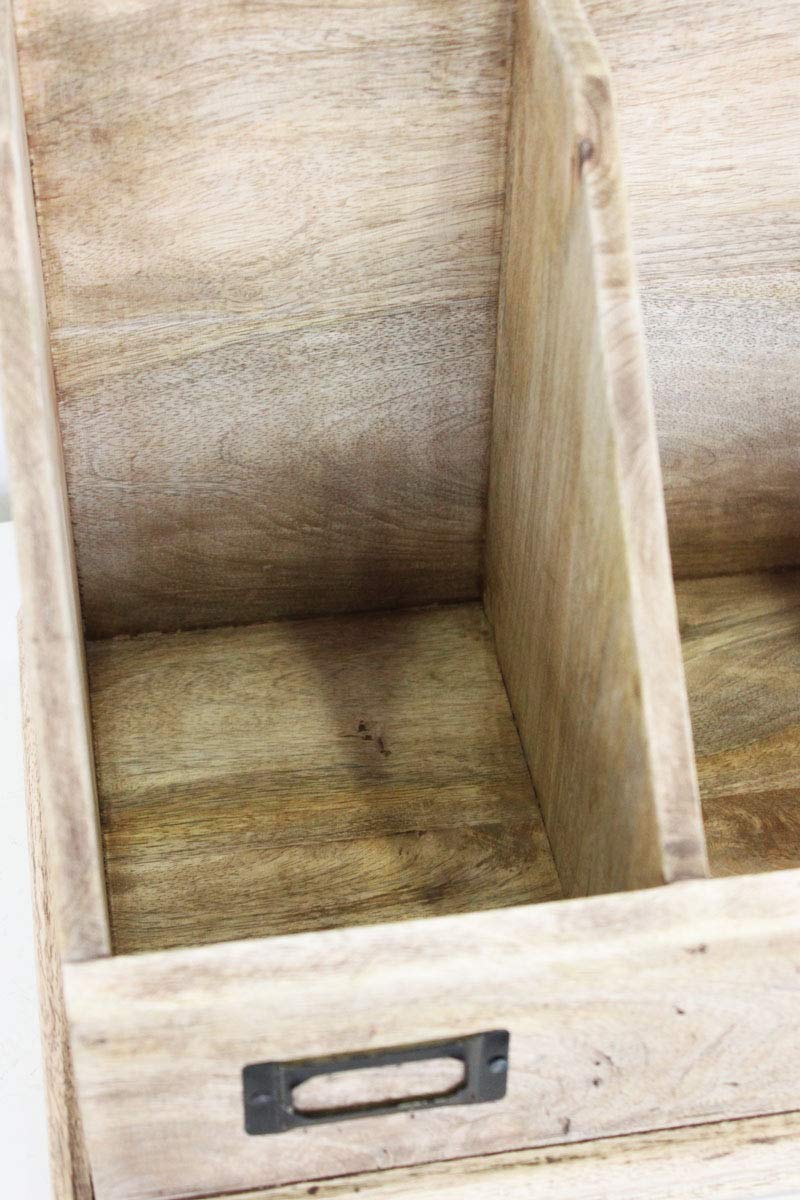 Keyhomestore- Portalettere Realizzato in Legno, Ideale per scrivania, portariviste per Salotto o Cucina a 2 scompartimenti per Posta Multiuso – Altezza cm 25. Ideale Come complemento per Interni.