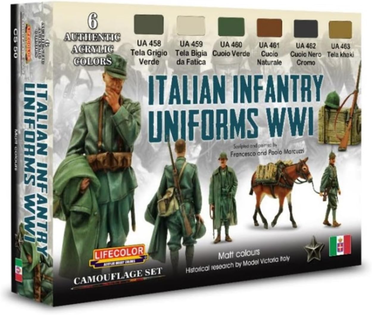 LifecolorAcrylic paint set CS50 Italian Infantry Uniforms WWI