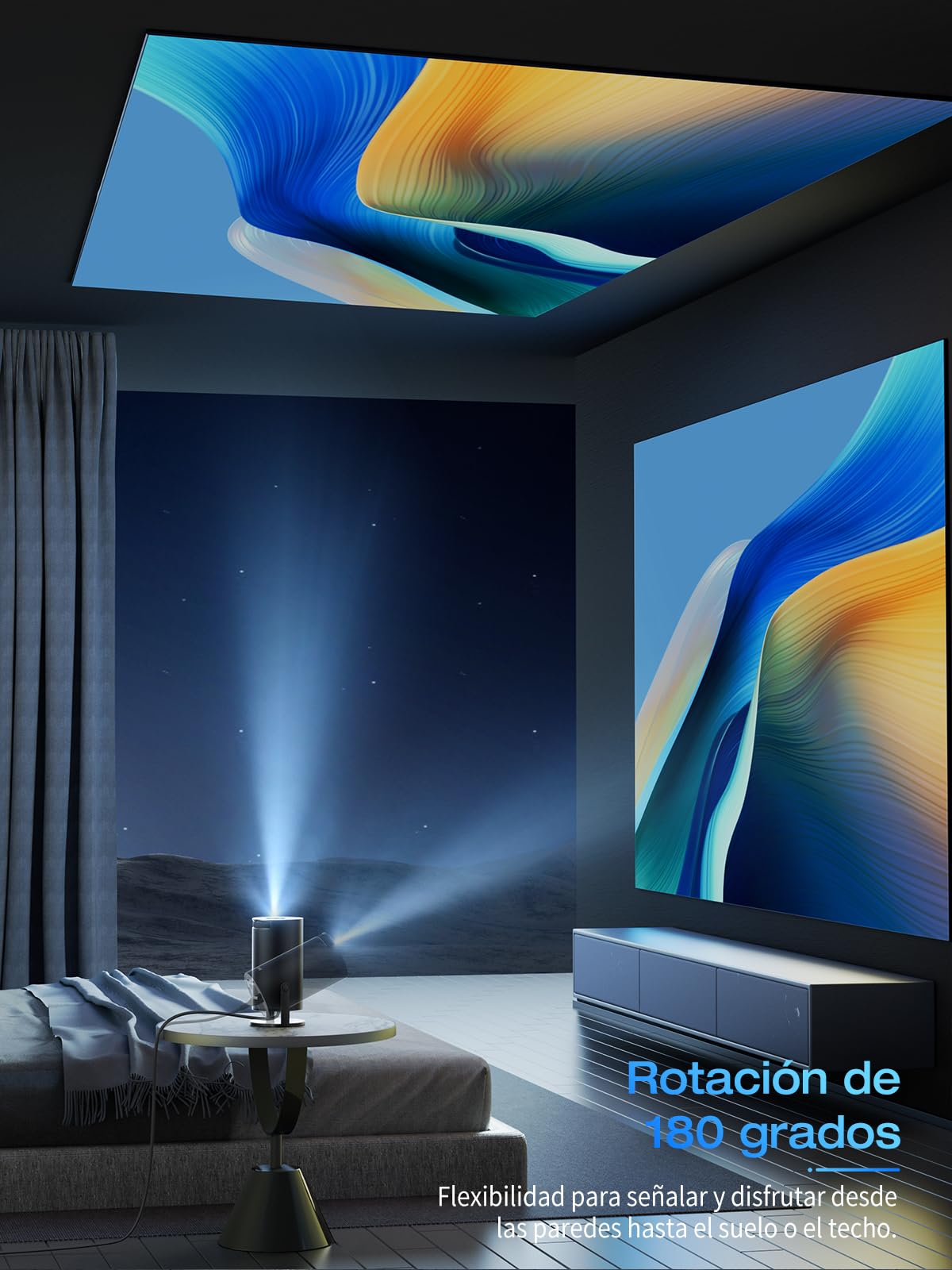 [Built-in Apps & Android 11.0] Mini Proiettore Portatile 18000 Lux Proiettore 4K Supportato Rotazione 180° e Correzione Trapezoidale Automatica, Proiettore per Esterni Compatibile (1080P-4)