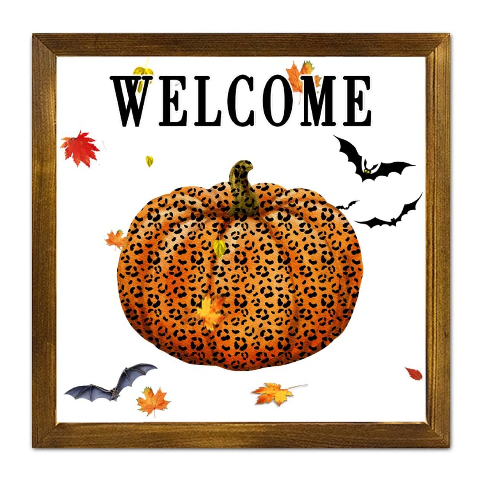 Panneau en bois Hello Pumpkin cadre robuste décoration murale salon