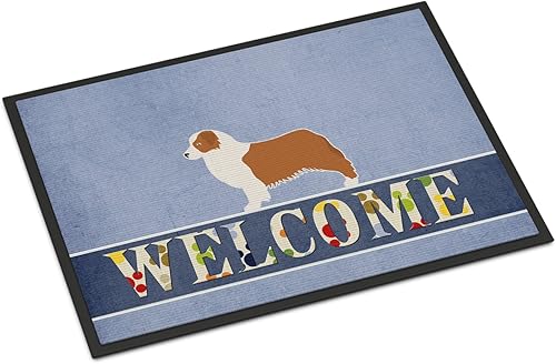 Caroline's Treasures BB5537MAT Tapete de bienvenida para perros pastores australianos para interiores o exteriores, 18 x 27 pulgadas, 27 pulgadas de