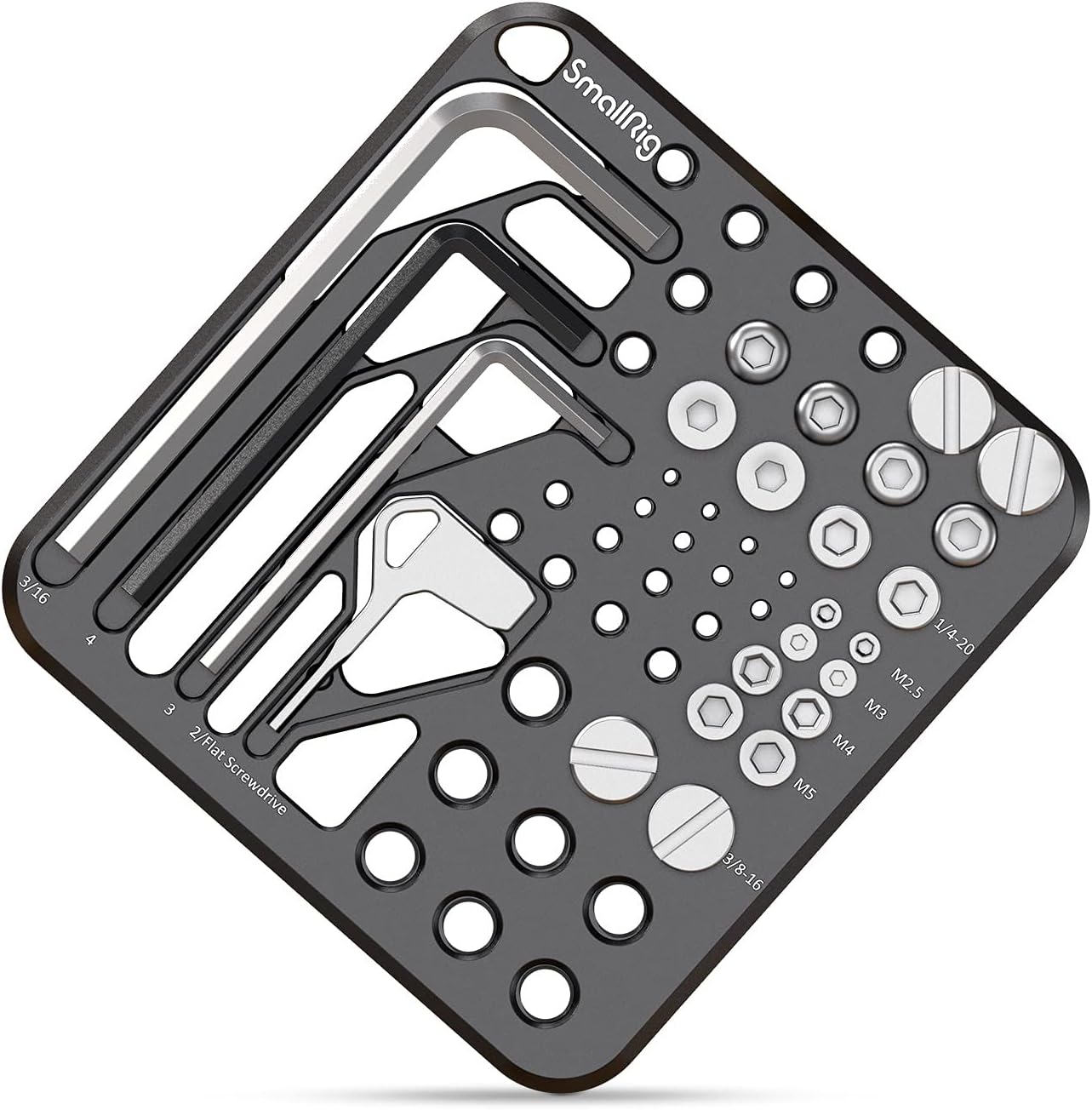 SmallRig 20Pcs Screws and Hex Key Storage Plate with 1/4"-20 3/8"-16 M2.5 M3 M4 M5 Stainless Steel Screws and 4Pcs Hex Keys MD3184
