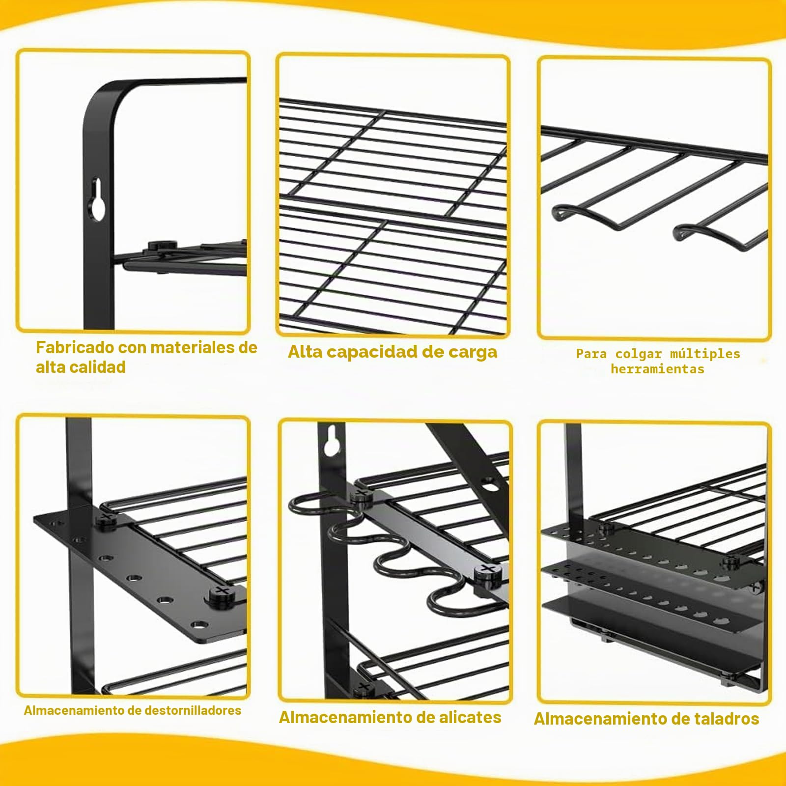 Organizador de herramientas eléctricas de 4 capas, soporte de pared para herramientas de taladro eléctrico, ahorro de espacio, resistente y duradero, fácil de instalar, añade más espacio de