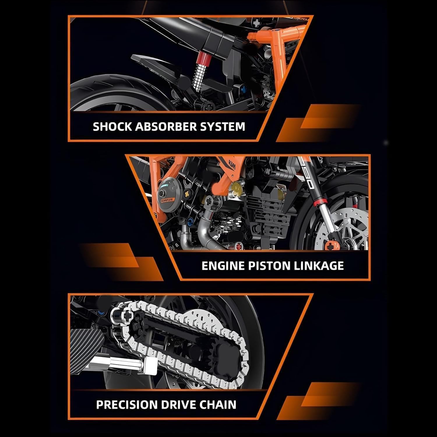 CIJINAY Technic, set di mattoncini per moto Superduke 1290R, 579 mattoncini per modellini tecnici, MOC, supermoto, giocattolo da costruzione, regalo per bambini e adulti