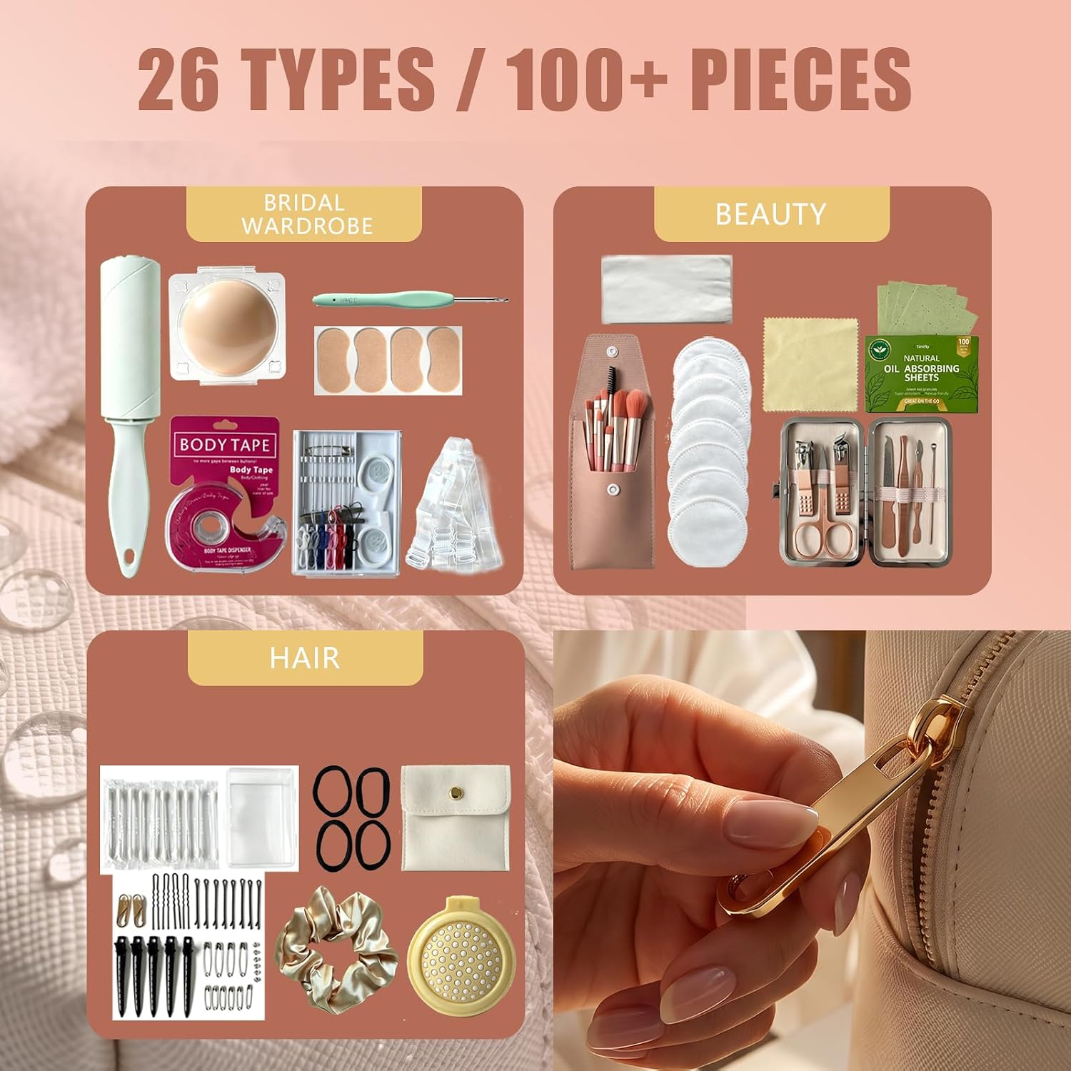 Wedding Emergency Kit for Bride, 26 Types,100+ Wedding Day Essentials
