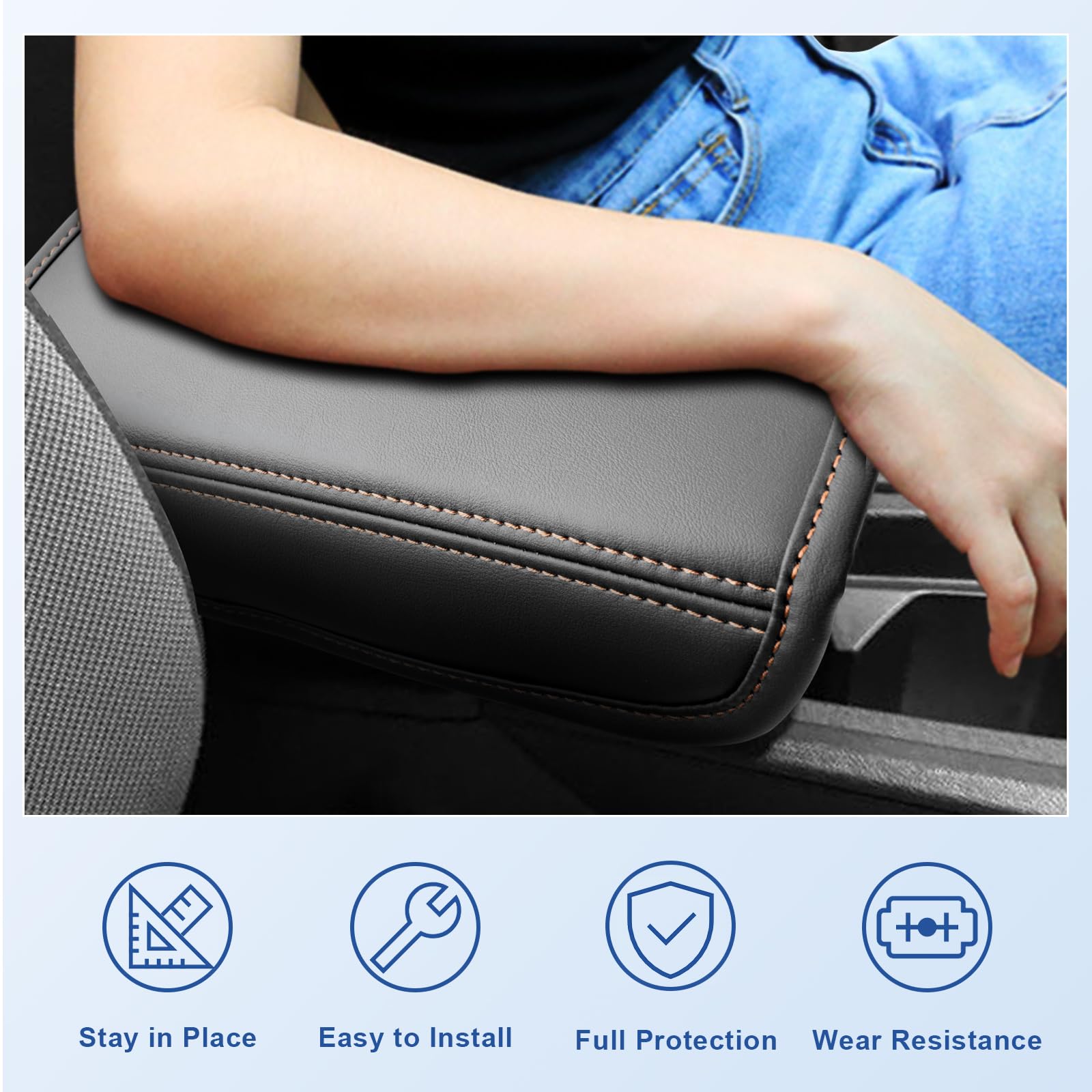 CDEFG Compatible avec Seat Leon MK4 / Cupra Formentor 2020-2023 2024 Housse de Protection pour Accoudoirs Voiture Console Centrale Accoudoir Couverture Couvercle Accessoire (Jaune)