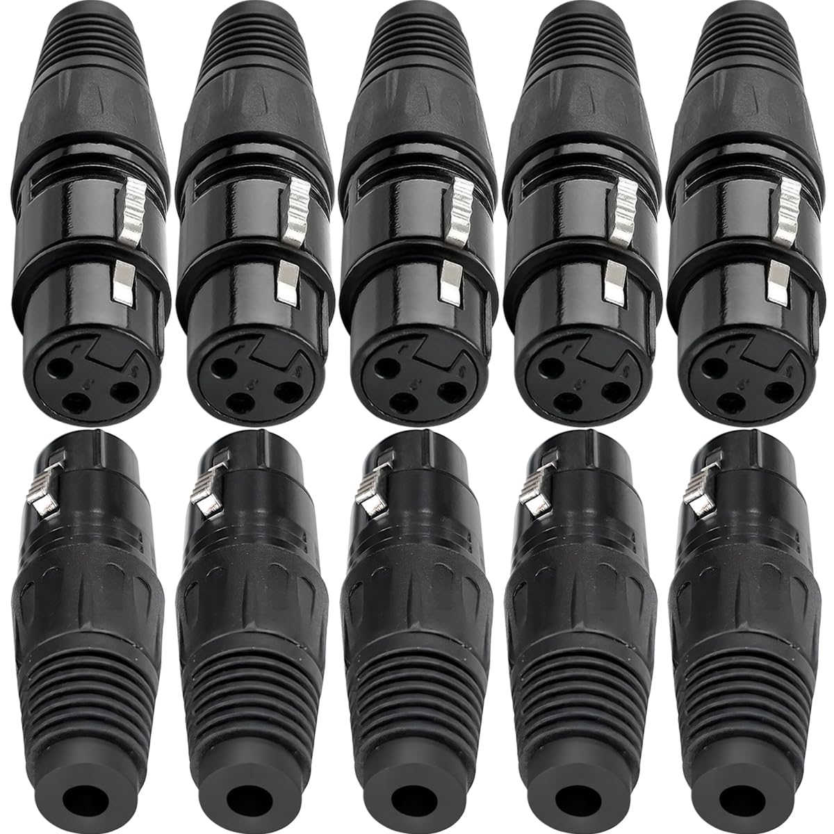 Xiatiaosann 10PCS 3 Pin XLR Solder Connector, Female XLR Mic Plug