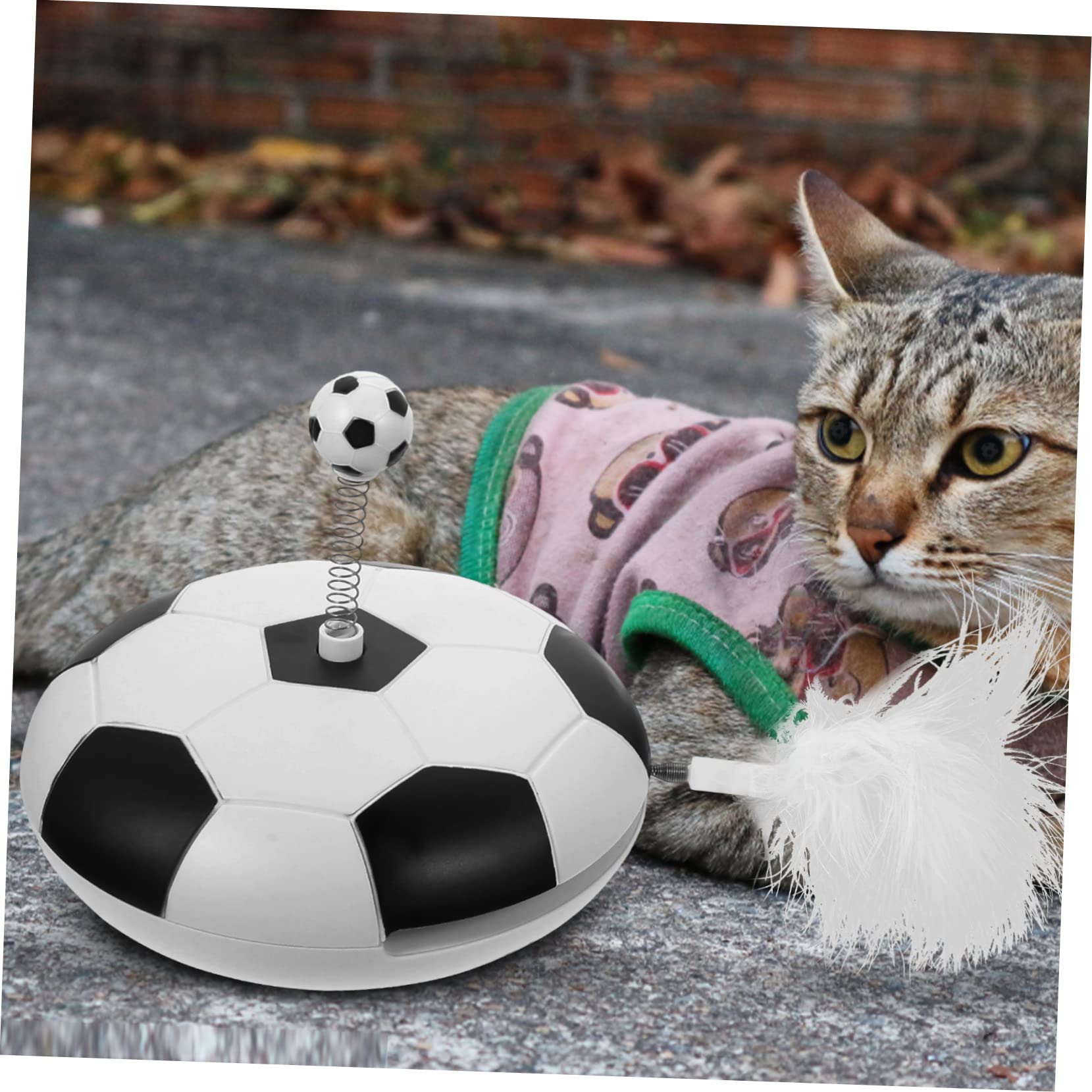 VANZACK Jouet Interactif Automatique pour Chat Forme De Football Stimulez Instinct De Chasse De Votre Chat avec Plumes Et Jeu Autonome pour Divertissement Intérieur sans Batterie