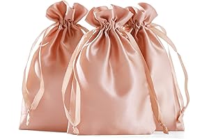 50 Pack Pink Satin Gift Bags w/Drawstrings, Suitable for Small Gifts, Jewelry...