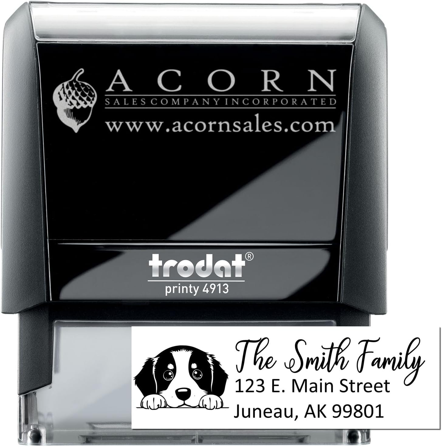 Bernese Mountain Dog Self-Inking Mailing Address Stamp - 11 Ink Colors, Size 7/8 x 2-1/4 - Perfect for Personalizing Mail, Envelopes, and Documents - Bernese Mountain Puppy Design Stamp