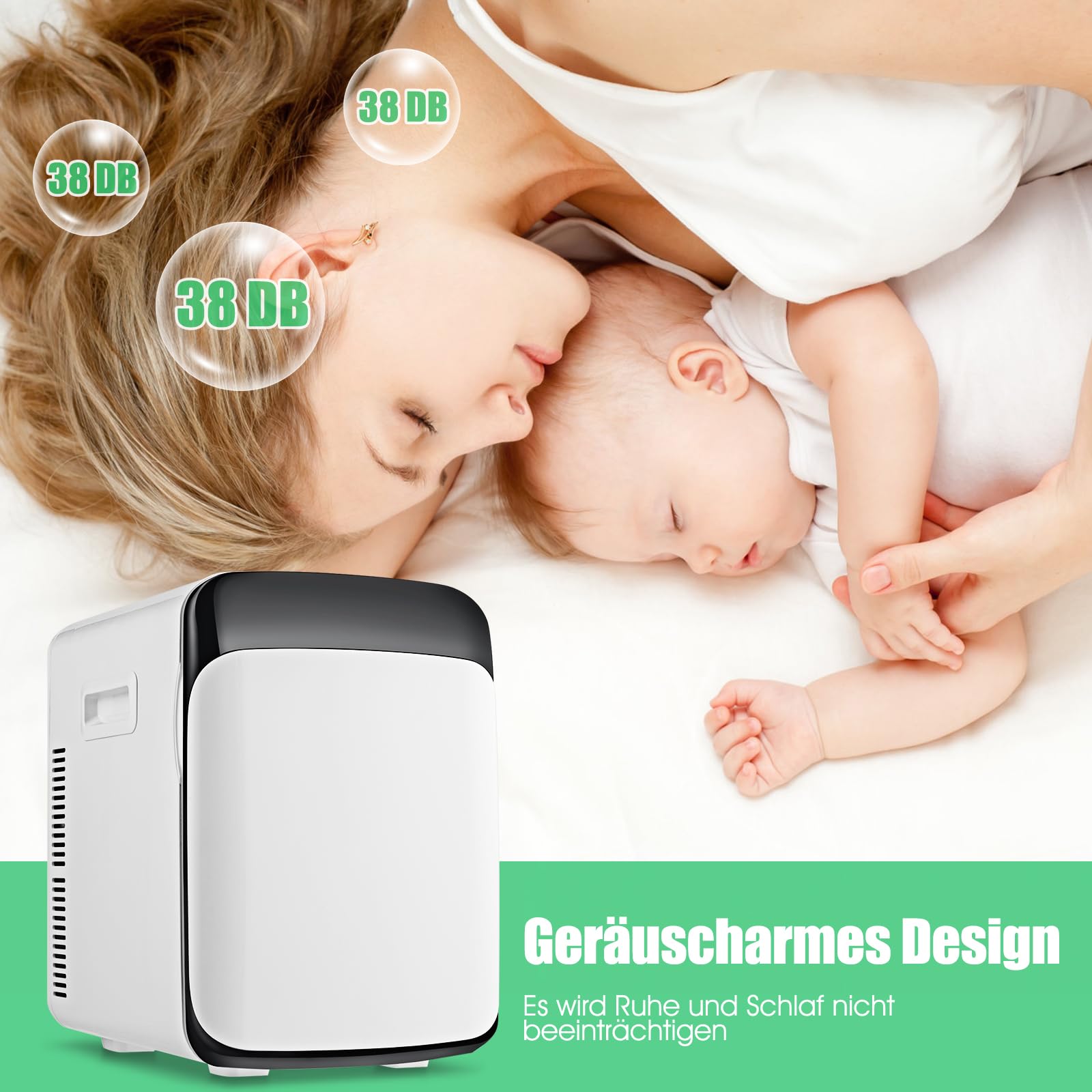GOPLUS cicha, przenośna minilodówka samochodowa z funkcją ogrzewania, 15 l, przenośna, z trybem ECO, -3~50°C, do domu, biura (biała)