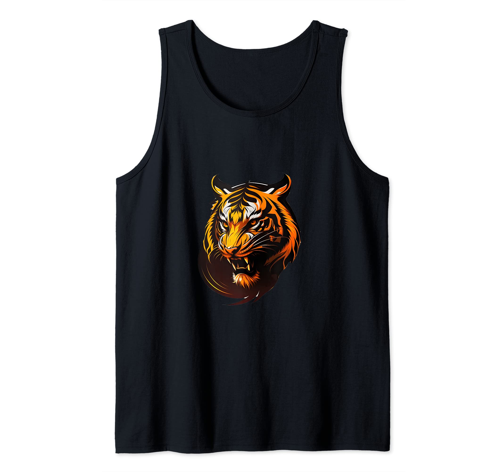 MerchAnimal Cat Tiger Nature Stylized Art Lion Head Vector Logo Tank Top