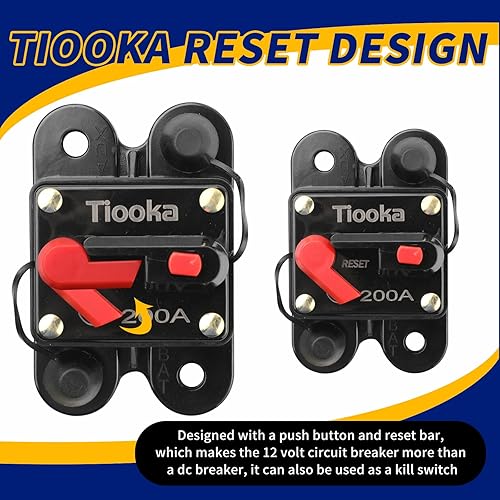 Miniatura 4 de Tiooka Disyuntor de 200 amperios con reinicio manual, paquete de 3 portafusibles en línea impermeable para motor de arrastre de barco, vehículos de