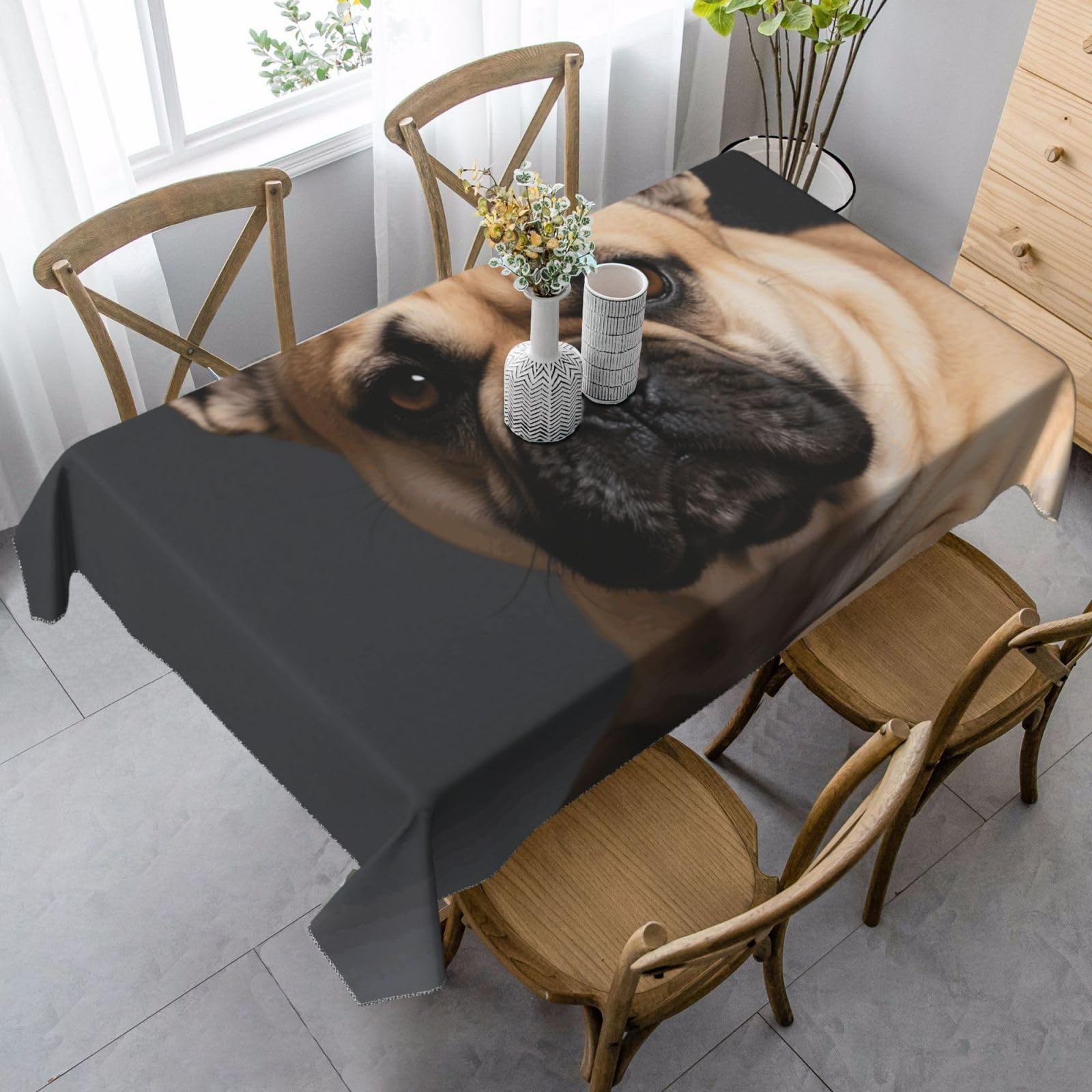 FekiLoot Dog Rectangle Tablecloth 35x55 Inch, Washable Reusable Farmhouse Table Cloths Wrinkle Free and Spillproof Kitchen Dinning Table Cover for Party Wedding Picnic Home Decor Tablecloths