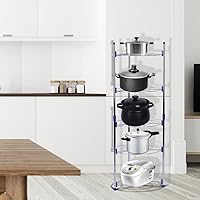 Vista 3 de Organizador de ollas, organizador de ollas y sartenes de 5 niveles para organización y almacenamiento de cocina, soportes ajustables para tapas