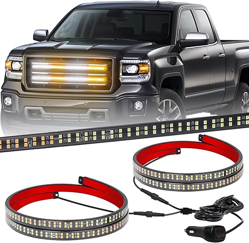 XRIDONSEN 2 tiras de luces estroboscópicas de 24 pulgadas para parrilla de camión, 288 luces LED de emergencia para puerta traseraventana