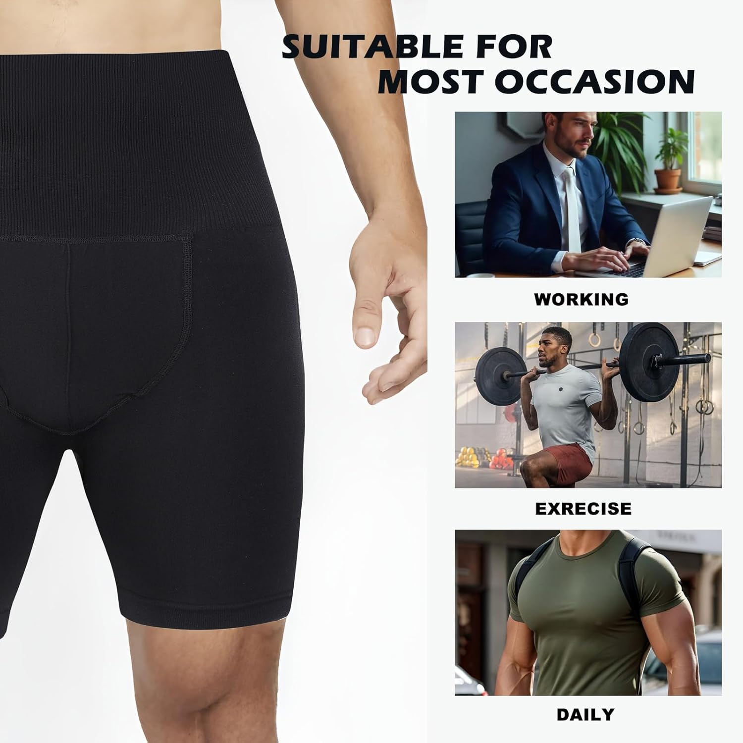 Tummy Control Shapewear Compression Shorts - Waist Compression for Men, High Waist Mens Tummy - Image 4