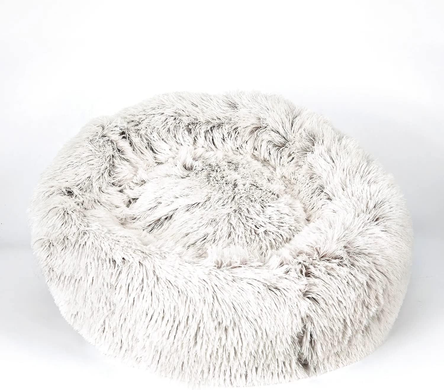 Dog and Cat Bed Super Plush Cuddler Round Soft Comfortably Stuffed Choose Size and Color (Medium/Large - Cream)
