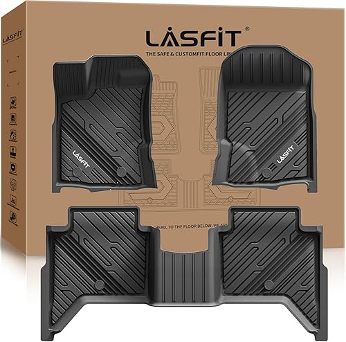 LASFIT Alfombrillas aptas para Ford Ranger 2023 2022 2021 2020 SuperCrew Cab, forro de camión TPE para todo tipo de clima, juego de filas delantera