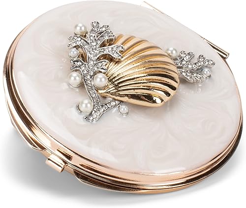 Vista 8 de Cottage Garden Pintado a mano esmalte de metal dorado ornamental vintage tapa con bisagras personal de 3 pulgadas maquillaje belleza espejo de viaje