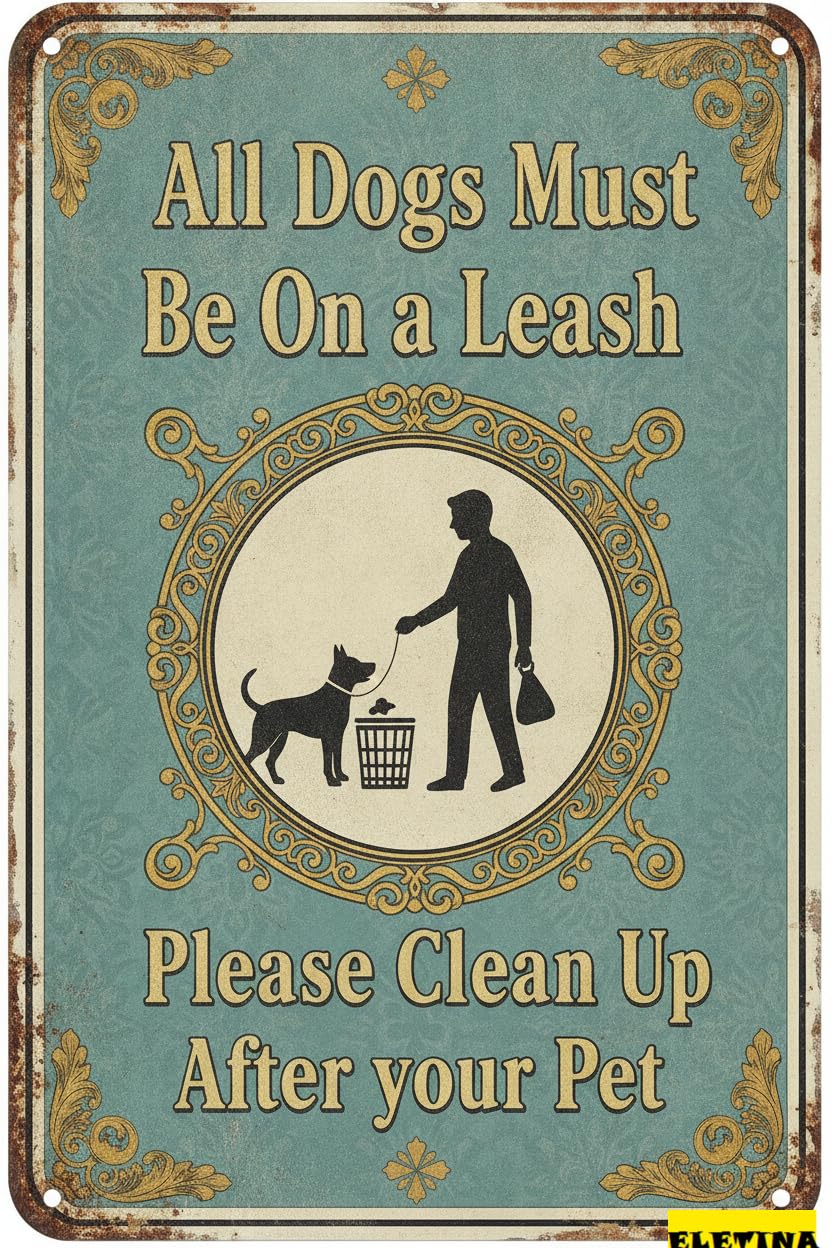 Personalized Sign for Man Cave Warning All Dogs Must Be On A Leash Metal Wall Keep Beware Aluminum Porch S Yard Road Street Gate Fence 8x12in Business Road Decor Metal Art Private Property Decorative