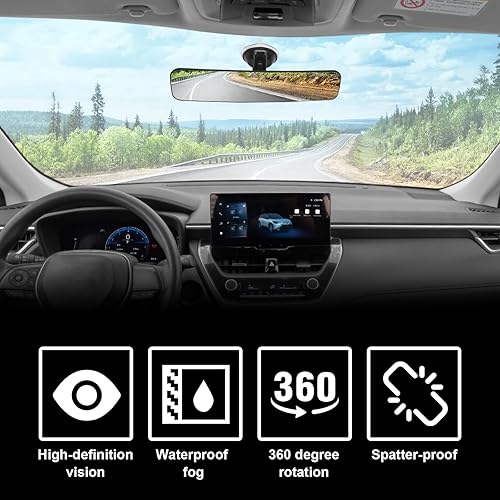 Miniatura 6 de Espejo retrovisor interior para automóvil, antideslumbrante, reduce los puntos ciegos, convexo, gran angular, HD, espejo retrovisor ajustable de 360