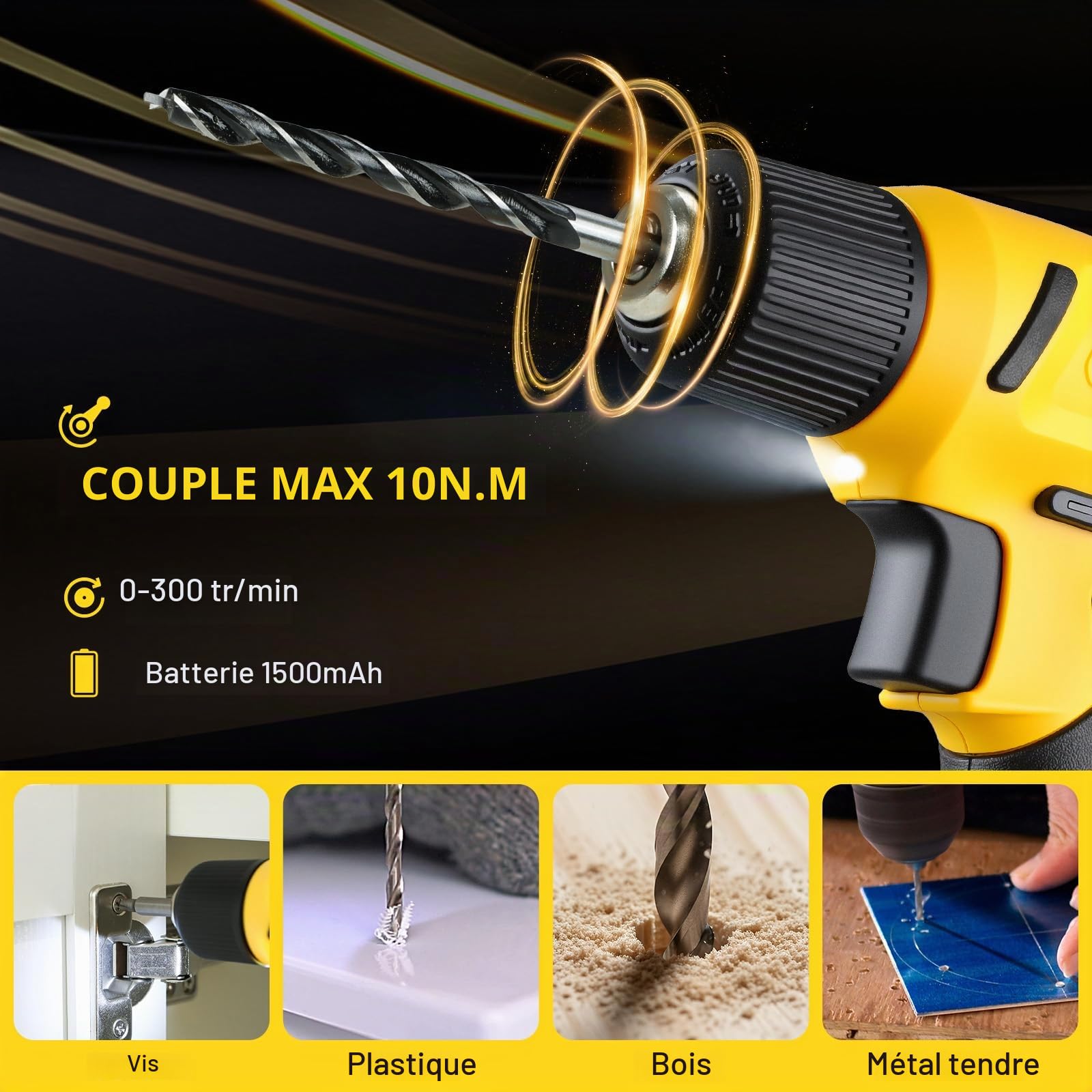 101 Pcs Mallette à Outils Perceuse Visseuse Sans Fil 8V, Chargement USB-C | Boîte à Outils Complete avec Perceuse à Percussion Sans fil, Caisse a Outil Portable pour la Maison Bricolage Réparation